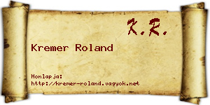 Kremer Roland névjegykártya